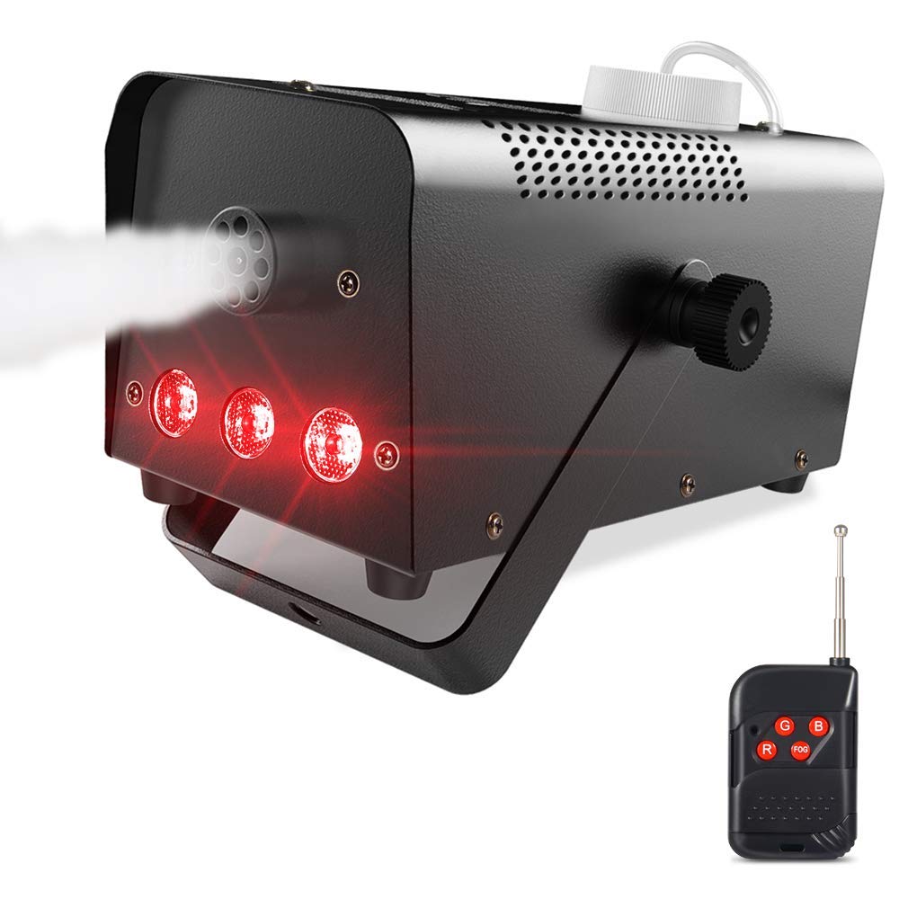 Weddings Theefun Upgraded 500W Wireless Remote Control Portable Halloween and Party fog machine with Built-In Multi-color LED Lights for Holidays 